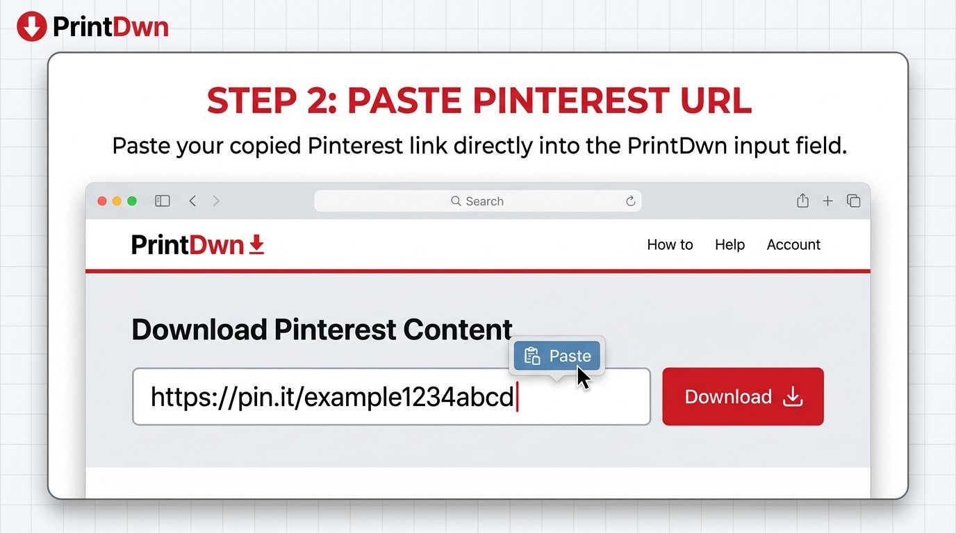 Langkah 2: Cara menempel tautan URL Pinterest ke kolom input PrintDwn